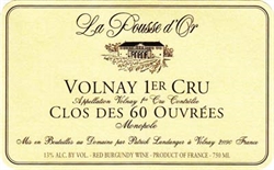 2016 Volnay 1er cru, Clos de 60 Ouvrées, Domaine de la Pousse d'Or